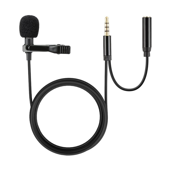 Techme 3.5mm Aux &amp; 3.5mm Jack Lavalier Omni-Directional Microphone with Bag