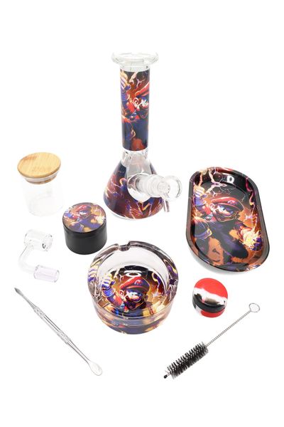 8" Decal Beaker Water Pipe Starter Kit - Electric Plumber