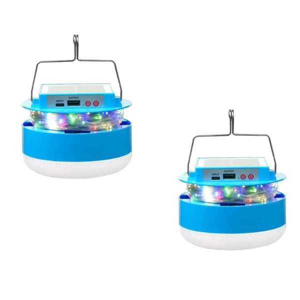 150W Solar Emergency Light With 10M String Light Pack of 2