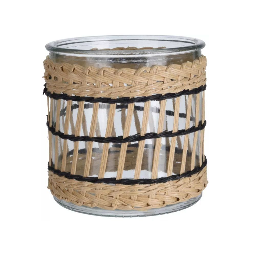 Glass Candle Holder with paper Rope Weave 10x10cm Shop Today. Get