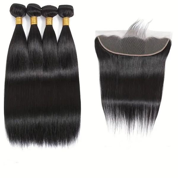 Brazilian Human Hair Straight Bundles With Full Frontal Closure