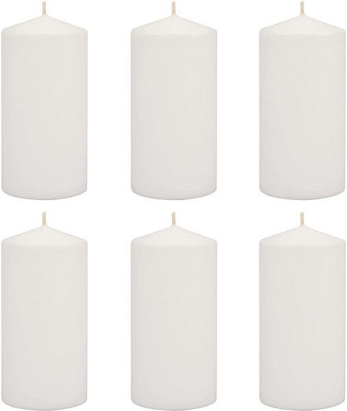 6 Piece Pillar Candles - White