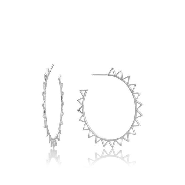 Ania Haie Spike Hoop Earrings - Rhodium