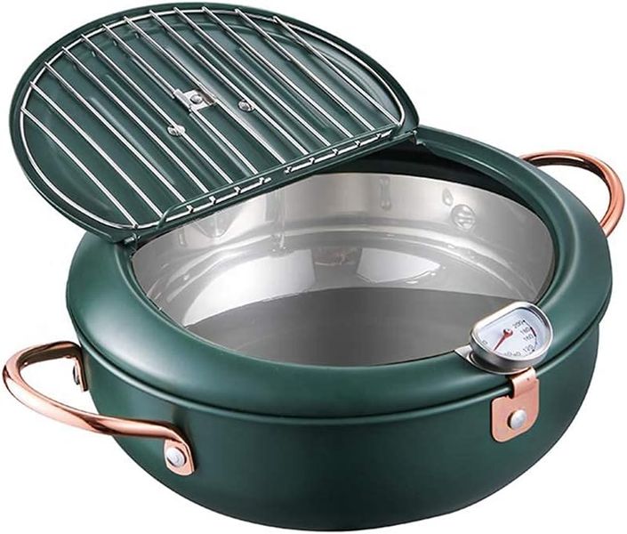 Stainless Steel Japanese Styled Deep Frying Pan with Thermometer Control