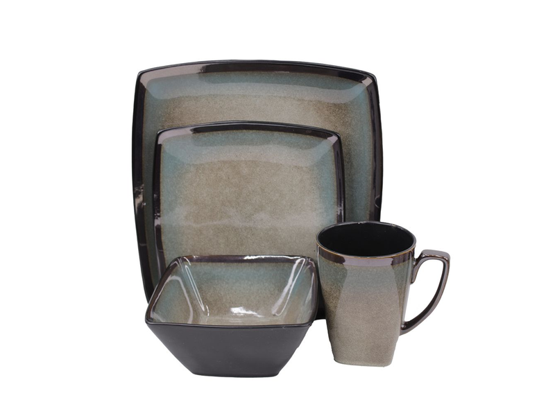 Stoneware Dinnerset- Reactive Cream/Blue - 16 Piece