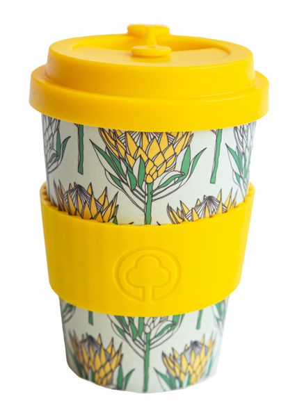 Bamboo Cup 400ml Yellow Protea