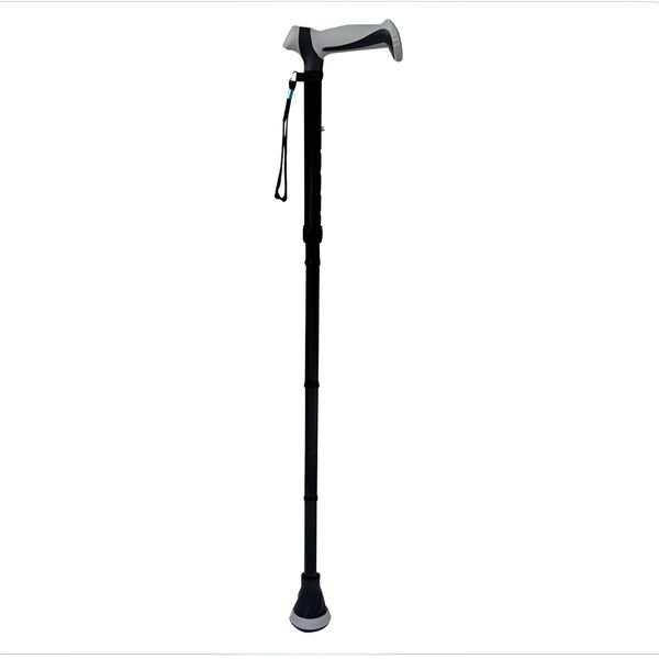 Adjustable Aluminum Walking Cane with Gel Grip for Seniors &amp; Adults - Black