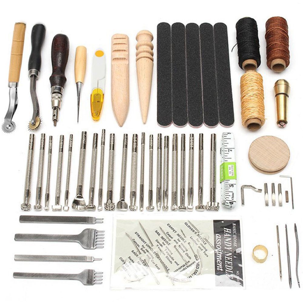Craft 59 Piece Heavy Duty Leather Craft Stitching Groover Needle Tools ...