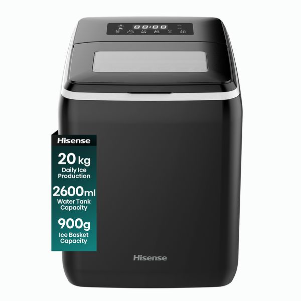 Hisense Black Ice Maker 20KG with Preset and Fast Ice Making Function