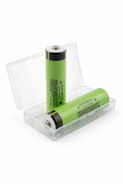 NCR18650B 3200mAh 18650 Rechargeable Batteries - 2 Pack Storage Case
