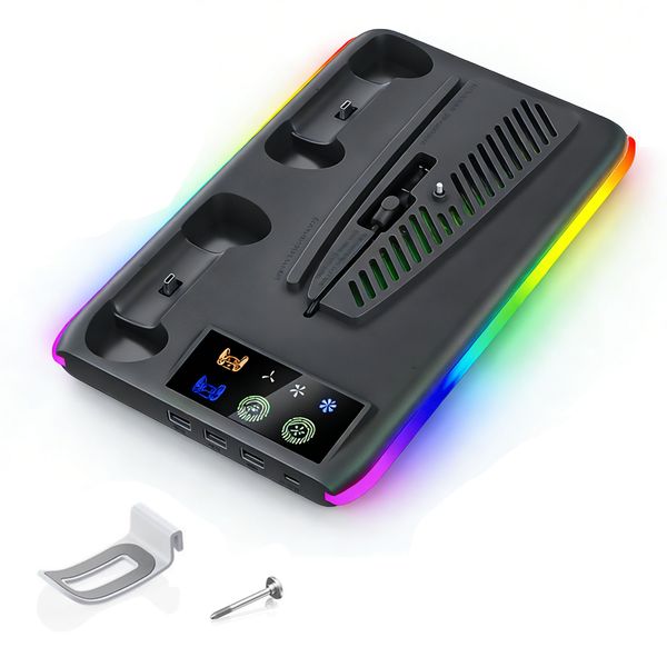 PS5/Slim/Pro Cooling &amp; Charging Station with Cooling Fan &amp; Headset Holder