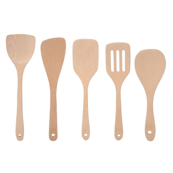 5piece Set Wood Spatula Spoon Cooking Tool Home Kitchen Utensils Kit