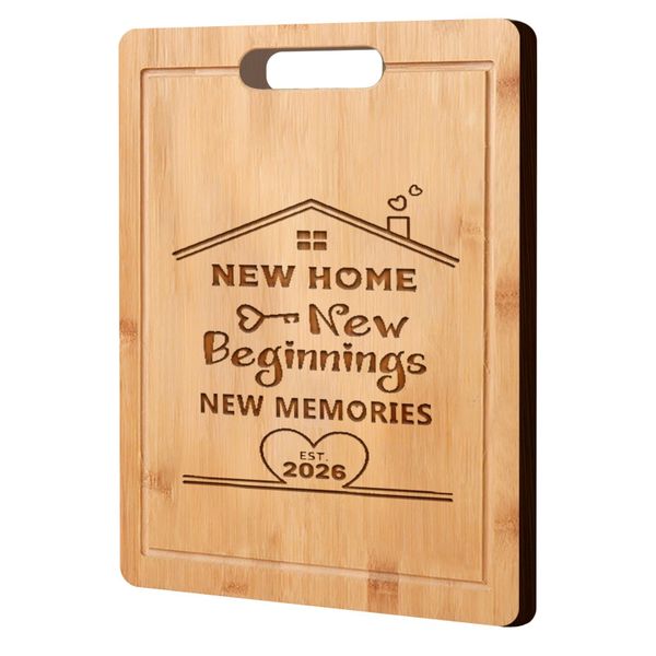 Engraved Bamboo Cutting Board Housewarming Gift for New Home Beginning 2026