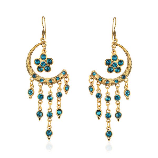 Layer Tassel Earrings-Blue image