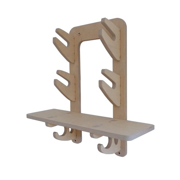 Skateboard Rack, V2 Two Hook with Shelf