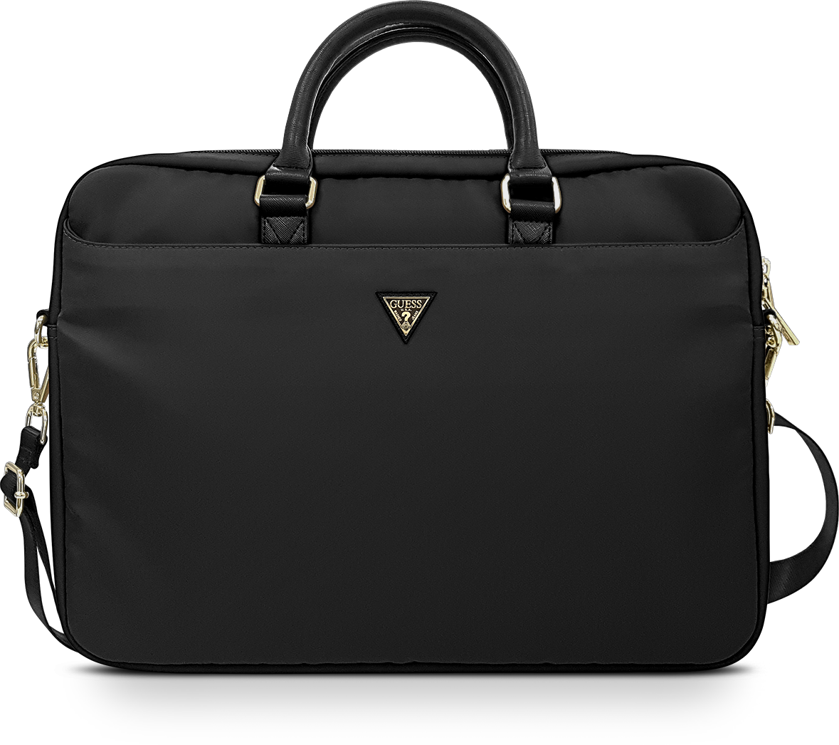 Guess Computer Bag Nylon Metal Triangle Logo Black 15"/16" Buy Online