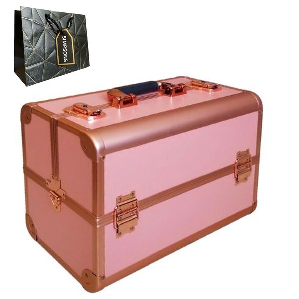 Cosmetic Makeup Case with Lockable Key - Rose Gold &amp; Luxury Simpsons Bag
