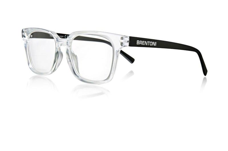Brentoni Reading Glasses Shiny Clear Crystal, Matt Black Temple