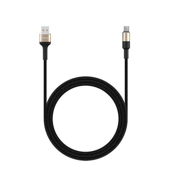 Rockrose Acacia AM 1m 2.4A Nylon Braided Charge &amp; Sync Cable, Black &amp; Gold
