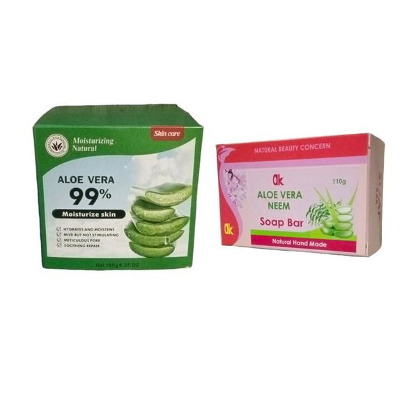 Aloe Vera 99% Cream and Aloe Vera Neem Soap Combo