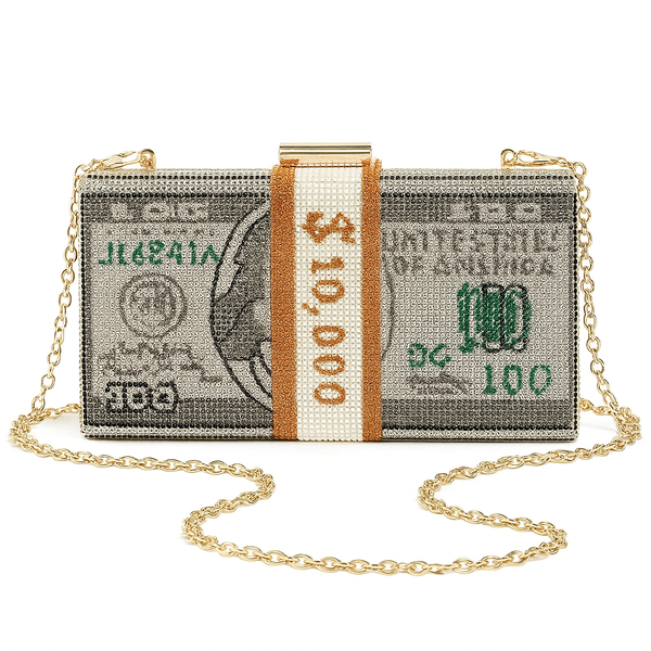 $10000 Dollar Clutch Evening Rhinestone Bag