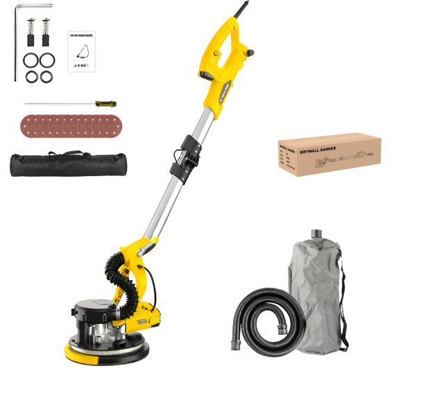 Electric Drywall Sander Wall Grinding Machine Full Accessory Kit Yellow