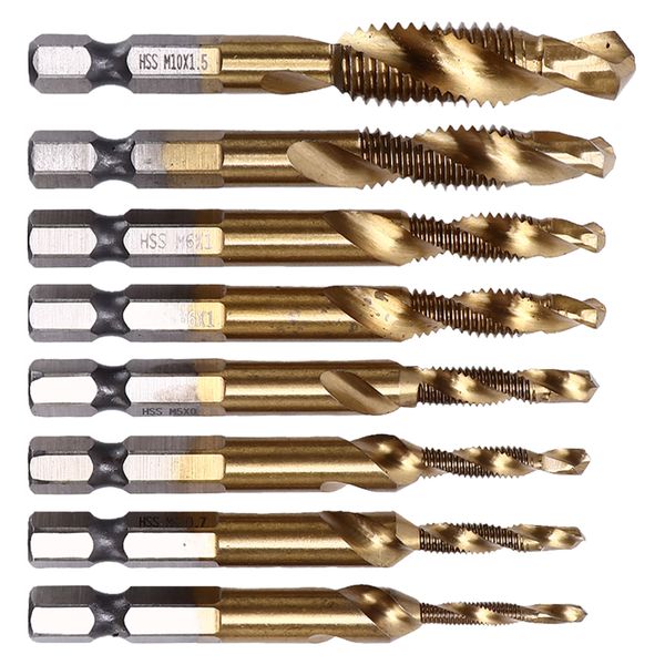 Spiral Flute Tap 8Pieces 1/4in Hex Shank Combo