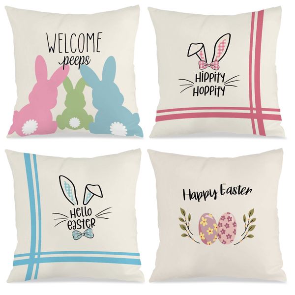 Spring Easter Theme Throw Pillow Covers Case, 45x45cm Cushion Cover
