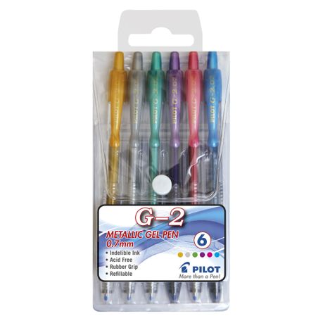 Pilot G2 0.7mm Metallic Gel Pens - Wallet of 6 Colours, Shop Today. Get it  Tomorrow!