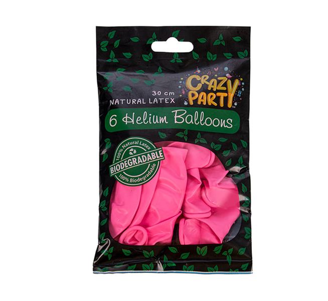Helium Balloons - Biodegradable - Pink - 30cm - 6 Piece