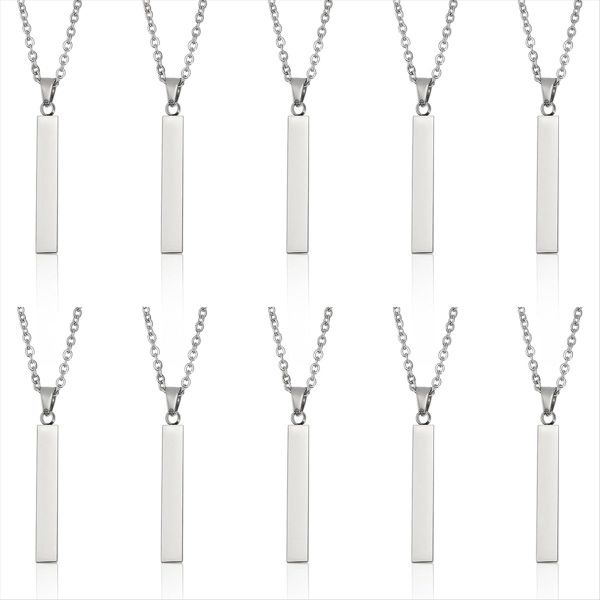 Rectangle Pendant Necklace - Engravable Blank Bar Pendant - 10 Piece