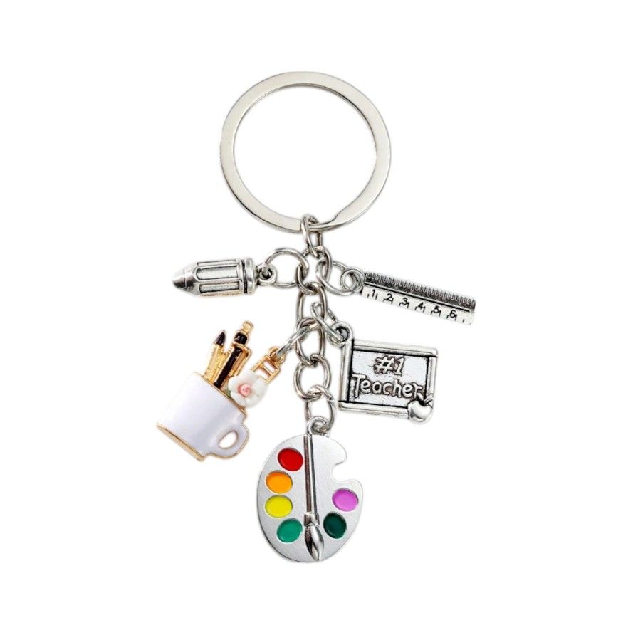 Mini Vintage Painting Palette With Accessories Keychain