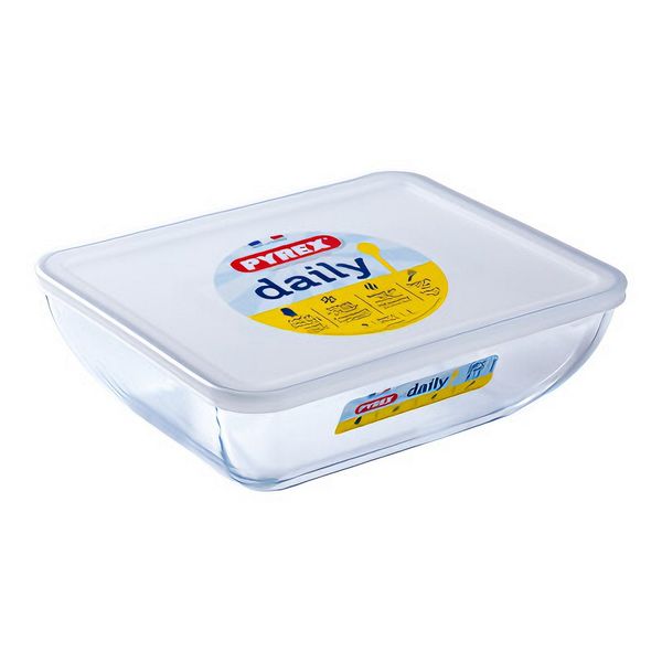Pyrex Daily Rect Dish with plastic lid 22x17cm - 1.3lt