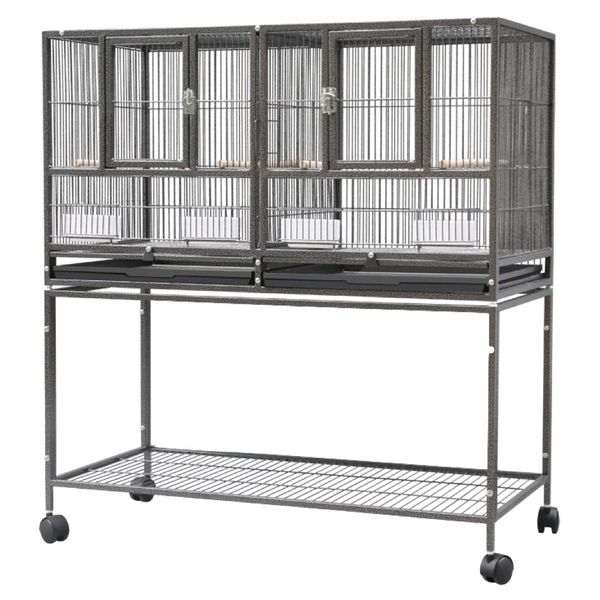 Pet Large Centre Divided Flight Bird Cage &amp; Removable Rolling Stand-160CM