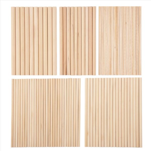 100Pcs Dowel Rods 1/8,3/16,1/4,5/16,3/8X6Inch Sticks for Crafting DIY