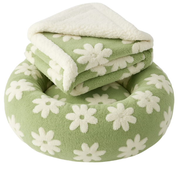 Cloud Plush Pet Bed &amp; Blanket Set