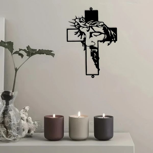 Wall Cross Metal Wall Art Jesus &amp; The Crown Of Thorns On Cross