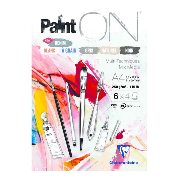 Clairefontaine Paint'ON Assorted Colours Paper Pad, A4