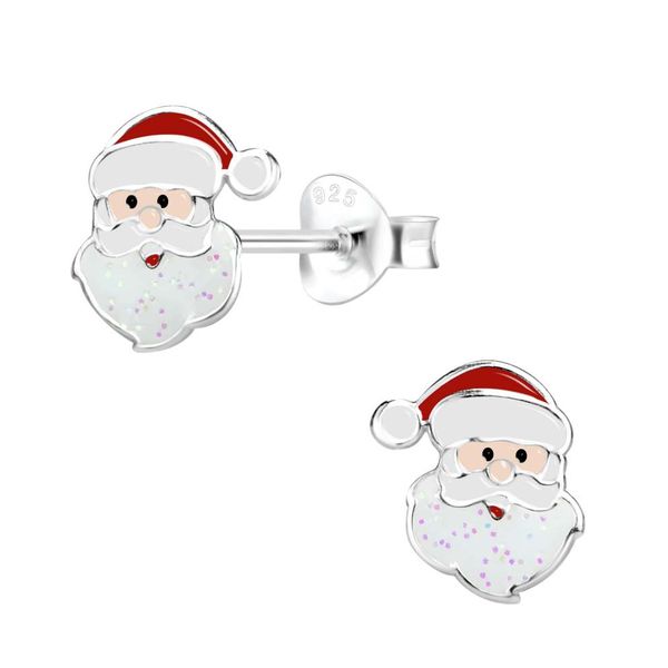 Santa Clause Enamel and 925 Sterling Silver Earrings