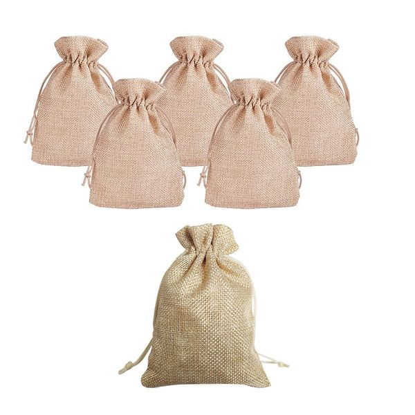 Craft Hessian with Drawstring Bags, Mini lightweight Gift Bags 10pc (20cm)