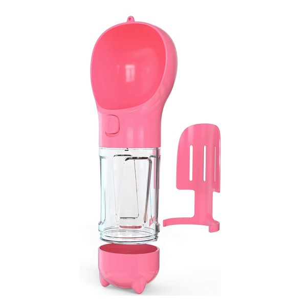 Pet Water Bottle Food Storage Dispenser With Poop Bags, Leak Proof Portable