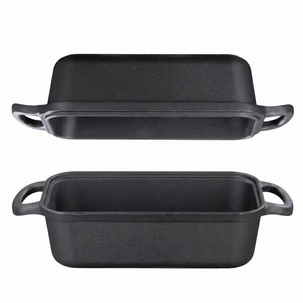 2-in-1 Cast Iron Bread Loaf Pan with Lid, 9x5 Inch Baking Pan