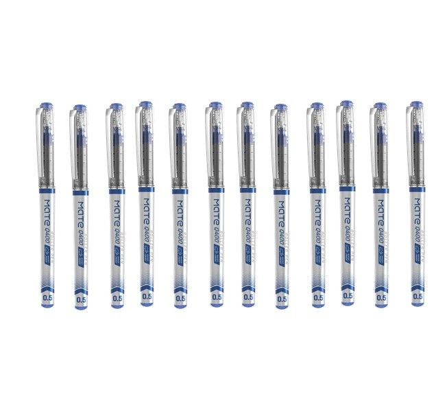 DELI Mate Pack Of 12 Blue Roller Ball Pens - Q400BL
