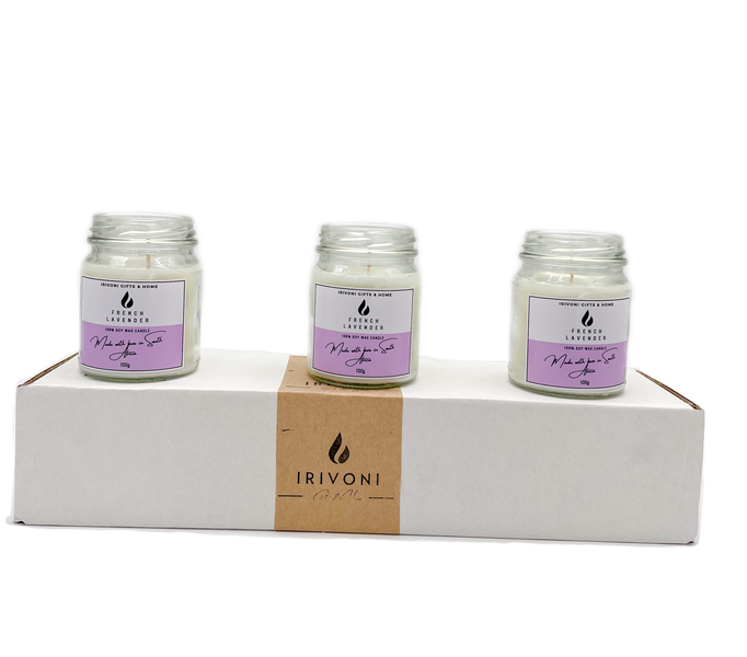 iRivoni- French Lavender Soy Wax Candle Set - 3 x 100g