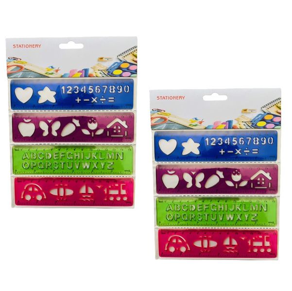 Stationery Ruler Stencils (4 Stencils Per Pack) Pack of 2