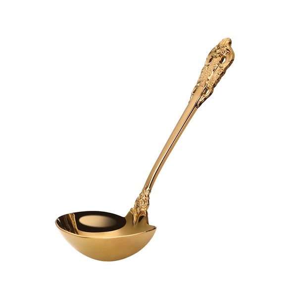 304 Stainless Steel Soup Ladle Cooking Tool Kitchen Gold Plated Spoon