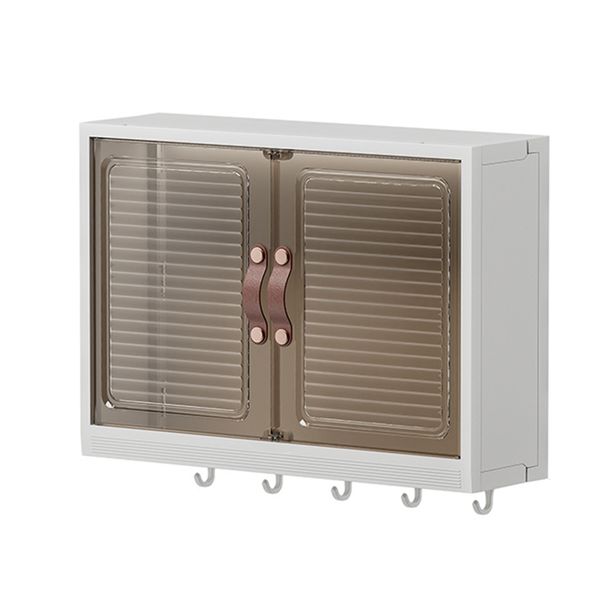No-Drill Waterproof Wall-Mounted Bathroom Storage Box with Hooks