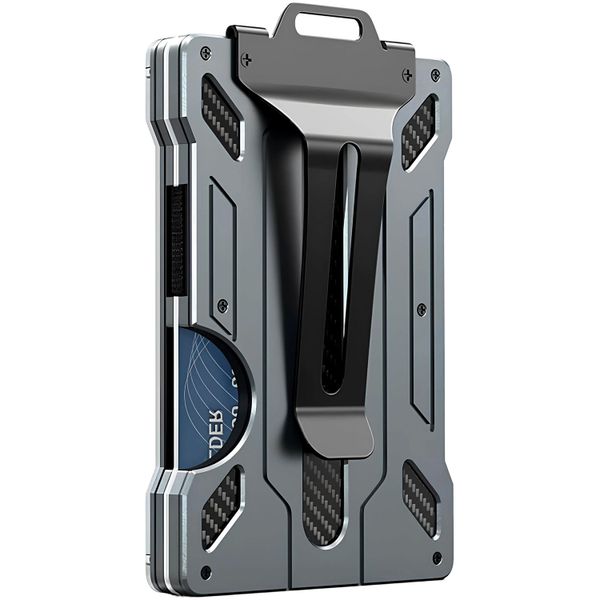 Aluminum Carbon Card Holder Minimalistic Wallet with Money Clip