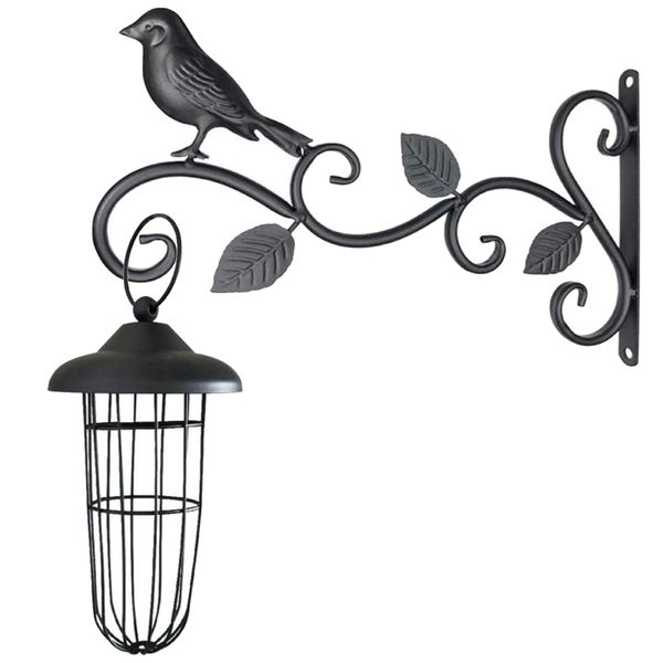 Garden Decor Wall Mounted Birdy Hook With Hanging Solar LED Bird Feeder