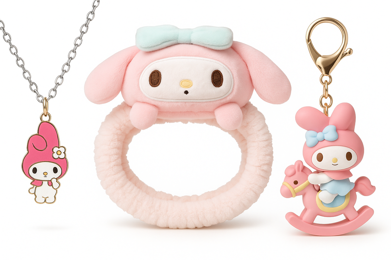 My Melody-Inspired Gift Set - Headband Keychain Necklace for Girls and Teens